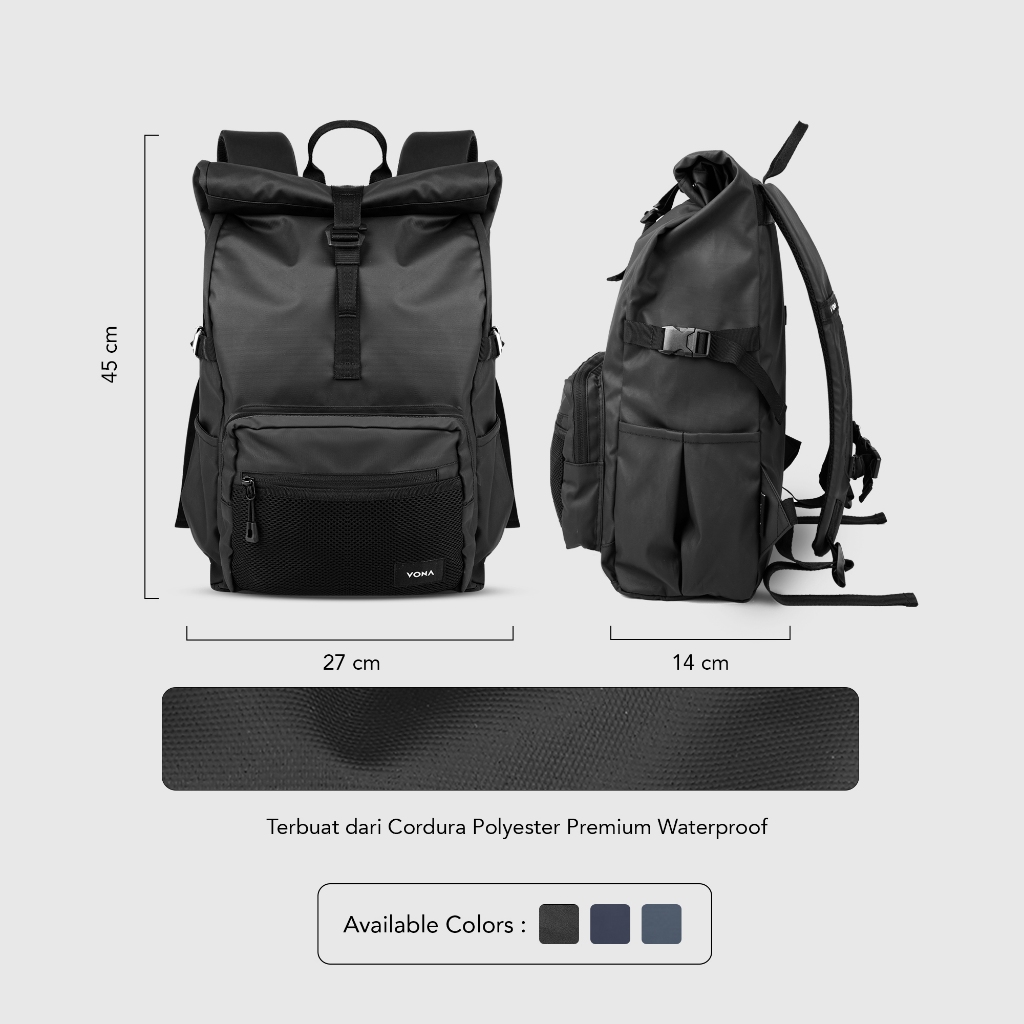 VONA Vulcan Backpack - Tas Ransel Roll Top Laptop Waterproof - Image 4