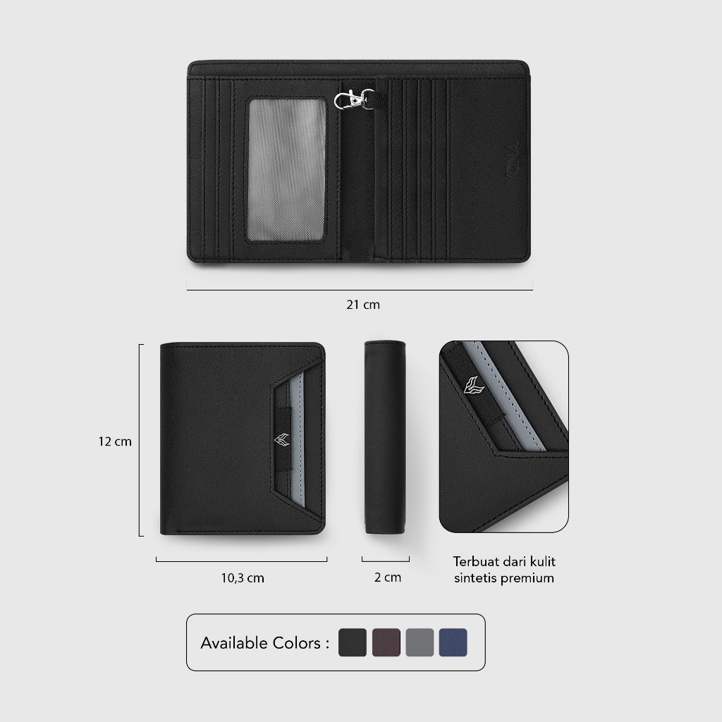 VONA Yara Medium Wallet - Dompet Pria Wanita 3/4 Lipat Kulit Sintetis PU - Image 5
